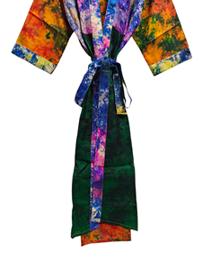 Kimono sari indien vintage en soie recyclée fait à la main, robe de bain Kimono en soie Tie Dye Bikini Cover up, robe longue de nuit, - Product Image 3