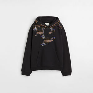 Sweats à capuche pour hommes personnalisés de luxe thermique strass imprimé lourd 100% coton surdimensionné Streetwear sweats à capuche pour hommes - Product Image 1