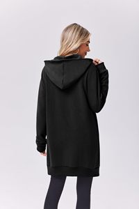 Chaqueta con capucha larga y cremallera completa para mujer de talla grande, abrigo informal con capucha, ropa de calle, sudadera, prendas de vestir exteriores con bolsillos delanteros - Product Image 5