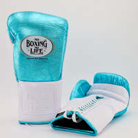 No Boxing No Life Guantes de Boxeo Profesionales de Cuero Vacuno de Primera Calidad con Cordones, Acolchado Grueso de 4 Capas, Absorción de Humedad y Transpirables