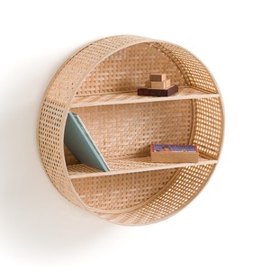 Estante redondo de bambú, estantería circular natural, estantería colgante de pared, organizador de bambú, estanterías - Product Image 1