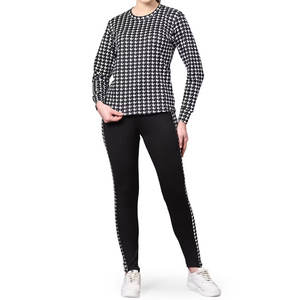 Nouvelle conception 2025, taille personnalisée, survêtement pour femme en molleton uni avec fermeture éclair et dentelle, 2 pièces, manches longues, polyester + élasthanne - Product Image 1