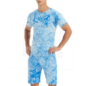 Custom Printed 100% Cotton Men's Summer Fitness Twin Set-Camiseta y pantalones cortos para deportes y ejercicio - Product Image 1