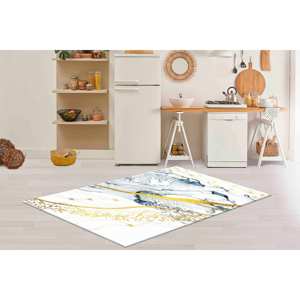 Alfombra de Lujo con Estampado de Mármol Gris para Decoración de Dormitorio y Cocina, Alfombra Delgada No Tejida - Product Image 3