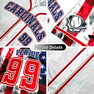 Maillot de baseball en gros en tissu maille polyester avec fermeture boutonnée intégrale, idéal pour l'entraînement ou les compétitions - Product Image 2