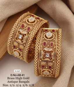 Women's Fashionable Thick Gold-Plated Brass Bangles Stylish <b>Accessory</b> - Product Image 2