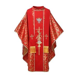Alb rojo ligero y cómodo con cinturón de cinctura Túnica de clero transpirable para servicios de Misa y religiosos - Product Image 1