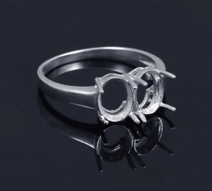 Anillo de Plata de Ley 925 para mujer, 6x8mm, Base de bisel en blanco ovalada doble con ajuste de punta, componentes de joyería fina - Product Image 1