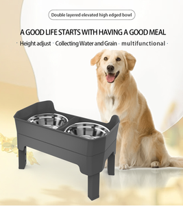 3-in-1 Elevated <span class=keywords><strong>Dog</strong></span> <span class=keywords><strong>Bowls</strong></span> <span class=keywords><strong>Mess</strong></span> <span class=keywords><strong>Proof</strong></span> Double Deck 4 Altura Ajustável Raise Pet <span class=keywords><strong>Dog</strong></span> Bowl Stand com 2 Food Bowl e Lamber Placa - Product Image 2