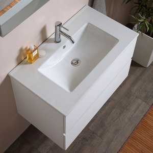 Mobile bagno sospeso bianco da 90 cm con cassetti, set bagno per l'esportazione in Belize - Product Image 4