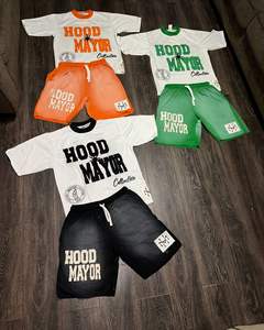 Conjunto de camisa y pantalones cortos de 2 piezas de verano con logotipo estampado personalizado, chándal lavado con ácido, conjunto de camisetas gráficas y pantalones cortos de dos piezas para hombre - Product Image 3