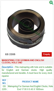 Resorte principal para relojes alemanes e ingleses, herramientas de joyería GS 2205 con extremo de orificio - Product Image 2