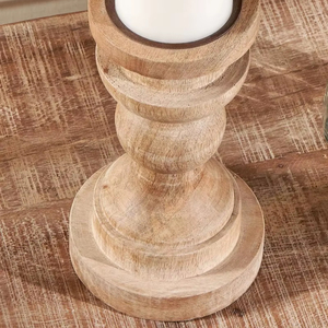 Porte-bougie en bois de mangue, porte-bougie en bois - Product Image 1