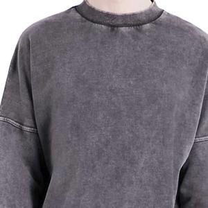 Vintage ras du cou pulls en gros logo personnalisé surdimensionné col rond en détresse pierre acide lavage sweat - Product Image 4