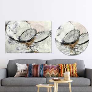 Art mural abstrait en verre gris : Décoration moderne pour la maison sur toile imprimée, Verre circulaire - Product Image 1