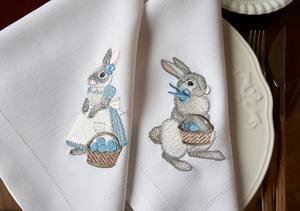 Serviettes de lapin de Pâques en lin monogrammées personnalisées brodées Style japonais taille de couleur personnalisée pour les restaurants table de maison - Product Image 6