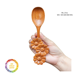 Juego de Cucharas de Cocina de Madera con Forma de Hoja de Flor, Utensilios de Cocina de Madera Hechos a Mano - Product Image 6