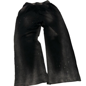 Pantalones de chándal lavados personalizados, pantalones para hombre y mujer, pantalones acampanados gruesos Vintage para hombre, pantalones holgados en blanco Oem de felpa francesa de 460GSM - Product Image 2