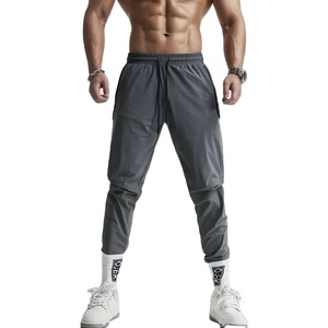 Men's 80% Nylon Jogger Pants 4-Way Stretch Quick Dry Zip Pocket Tapered Gym <b>Training</b> <b>Trousers</b> Wholesale OEM Black Blue Gray - Product Image 1