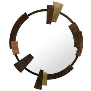 Premium Copper <b>Mirror</b> <b>Frame</b> with Artisanal Carved Design for Enhancing Modern and Contemporary Home Aesthetic - Product Image 1