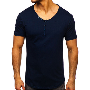 Camisetas de Jersey de algodón sólido para hombre, Camiseta de algodón de alta calidad para hombre, camiseta personalizada con diseño de botones, camiseta de ajuste americano para hombre, camiseta de ajuste urbano - Product Image 3