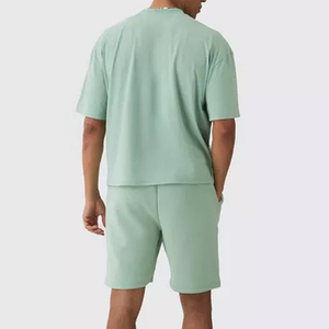 OEM Acid Wash Sweat <b>Suit</b> Jogger Tshirt Short Sleeve Regular Length Boxy Custom 2 Piece <b>T</b> <b>Shirt</b> Pants Set Men 100% Cotton Knitted - Product Image 3