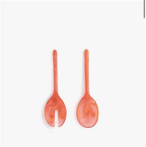 Ensemble de couverts de service à salade en résine faits à la main de luxe, cuillère et fourchette, modernes, écologiques, pour les fêtes et les repas, avec manche long - Product Image 1