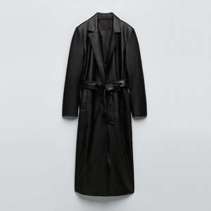 Gabardina de piel sintética de último estilo con cuello de solapa gabardina de piel sintética estilo gabardina de línea larga a precio de mayorista - Product Image 1