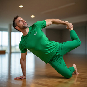 เสื้อยืดแขนสั้นสำหรับผู้ชายเสื้อยืดฟิตเนสชุดโยคะผ้าโพลีเอสเตอร์100% เสื้อยืดรัดรูปสำหรับใส่วิ่งออกกำลังกาย - Product Image 4