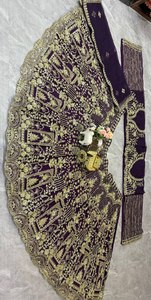 Lehenga Choli Traditionnel Élégant de Qualité Supérieure en Tulle Doux, Style Indien et Pakistanais, pour Fêtes, avec Broderie de Paillettes, Cancan et Patta en Toile, Idéal pour l'Été - Product Image 3