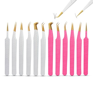 Pince à épiler pour faux cils en acier inoxydable de haute qualité avec logo personnalisé, outils d'extension de cils à pointe fine, vente en gros - Product Image 5