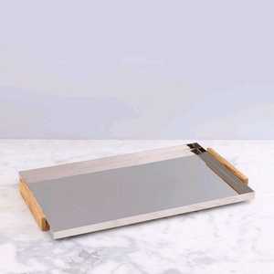 Wholesale Stainless Steel Serving Dishes Cake Party Tray Eco-Friendly Rectangular Tea Tray <b>Plates</b> with Color Enamel Technique - Product Image 1