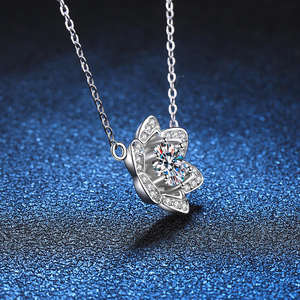 Unique Personality 925 Sterling Silver VVS D Color Moissanite Camellia Flower Pendant <b>Necklace</b> Trendy Women Engagement Party - Product Image 2