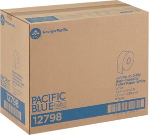 Pacific <b>Blue</b> Basic Jumbo Jr. 2-Ply Bathroom Tissue, 9" <b>Roll</b>, 1,000 Linear Feet/<b>Roll</b>, 8 <b>Rolls</b>/Case (12798) - Product Image 2