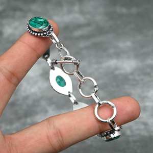 Pulsera de Diopsido Cromado, Plata de Ley 925, Pulsera de Piedras Preciosas Hecha a Mano, Joyería, Regalo de Navidad para Ella, Mujeres - Product Image 6