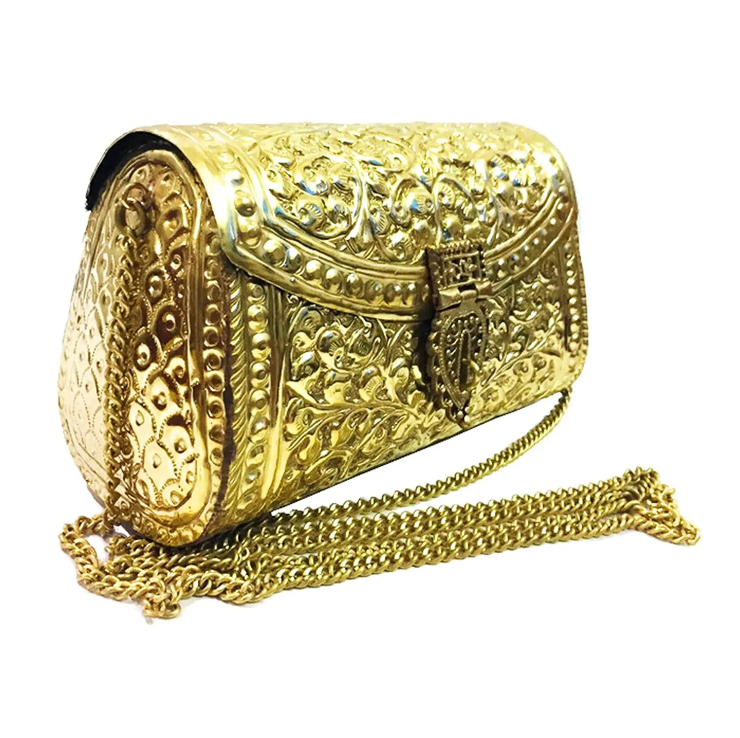 सर्वश्रेष्ठ विक्रेता शादी दुल्हन हैंडबैग धातु सोना चांदी मढ़वाया गोफन बैग हस्तनिर्मित धातु से बना चंगुल भारत से निर्यातक