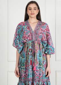 Vestido maxi de seda de verano largo Vintage indio de alta calidad con estampado floral transpirable y suave Casual Boho mujeres Vestido de playa - Product Image 2