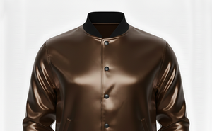 แจ็คเก็ตวาร์ซิตี้ผ้าซาตินสีน้ำตาลพร้อมโลโก้สั่งทำ |   ป้ายตัวอักษรเชนิลสำหรับผู้ชาย |   เสื้อคลุมมีฮู้ดแบบยาวบุขนแกะกันลมสไตล์เบสบอล - Product Image 3