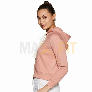 Light <b>Pink</b> Color Plain Sweatshirt <b>Crop</b> <b>Top</b> Hoodies for Ladies Pullover Long Sleeve Customized Women <b>Crops</b> Hoodies - Product Image 3