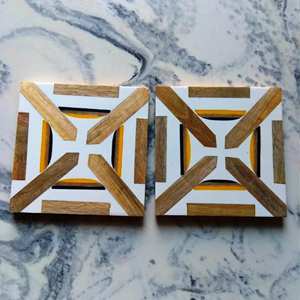 Hot Selling Wooden Marble Resin Customized <b>Coaster</b> <b>Set</b> with Natural & Customized Color Made in India - Product Image 2