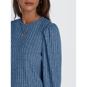 Automne mode affaires décontracté femmes à manches longues col rond tunique hauts chandails avec pull de Style décontracté pour le temps d'hiver - Product Image 3