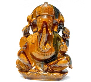 Wholesale Tiger Eye Ganesha <b>Statue</b> Figurine High Grade Handcrafted India Piedras Naturales Crystal Healing Gemstone Engraving - Product Image 5