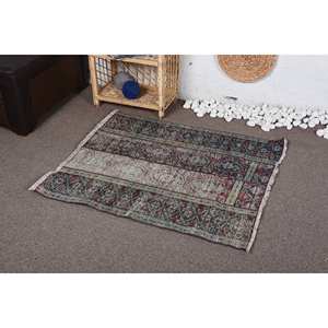 Classique vert rouge Vintage turc tapis 3.1X3.5 pieds Boho plat armure Patchwork Design laine matériel Latex pour salon chambre - Product Image 3