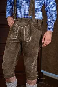 Shemax กางเกงขาสั้นผู้ชายสีเทาแบบพับเก็บได้, กางเกงขาสั้นสไตล์ทางการบาวาเรียน Oktoberfest Lederhosen - Product Image 2