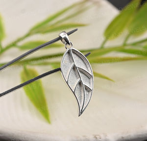 Colgante de hoja en blanco de Plata de Ley 925, ajuste bueno para Resina y cenizas, recuerdo de trabajo/leche materna, regalo DIY para amantes de la naturaleza - Product Image 2