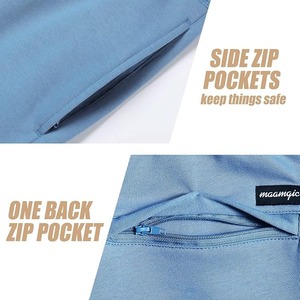 กางเกงขาสั้นผู้ชายทรงปกติสีฟ้าอ่อนผ้าฝ้าย100% กระเป๋าเอวยางยืดมีกระเป๋าด้านข้างป้องกันรอยยับระบายอากาศสำหรับออกกำลังกายในยิมฤดูร้อน - Product Image 4