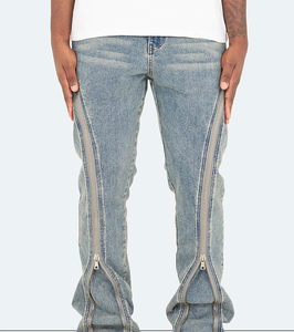 Pantalon en jean pour homme, couleur unie, hiver, poches zippées, matière douce, style tendance, personnalisable, respirant, anti-froissement, séchage rapide - Product Image 5