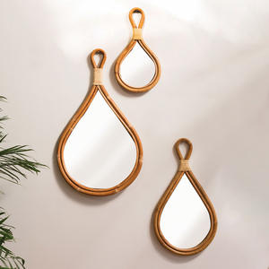 Water drop shaped rattan <b>wall</b> <b>mirrors</b> home decor teardrop <b>wall</b> <b>hanging</b> <b>mirror</b> for living room and bedroom - Product Image 5