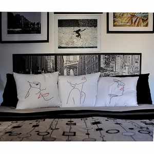 Housse de coussin et d'oreiller moderne en coton 100% cousue à la main, lavable, avec fermeture éclair - Product Image 5