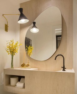 Design luxueux miroir mural rond décor à la maison look élégant couleur or bonne qualité miroir mural décoratif pour Villa - Product Image 5